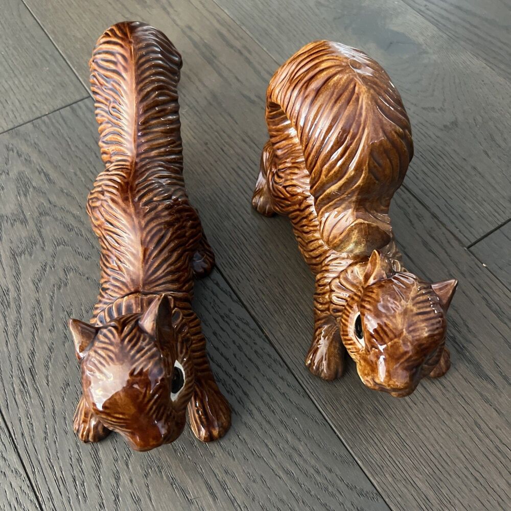 Set of 2 Vintage 1970's  Arnels Ceramic Squirrel Figurines  9" & 12" Brown EUC - Picture 11 of 12